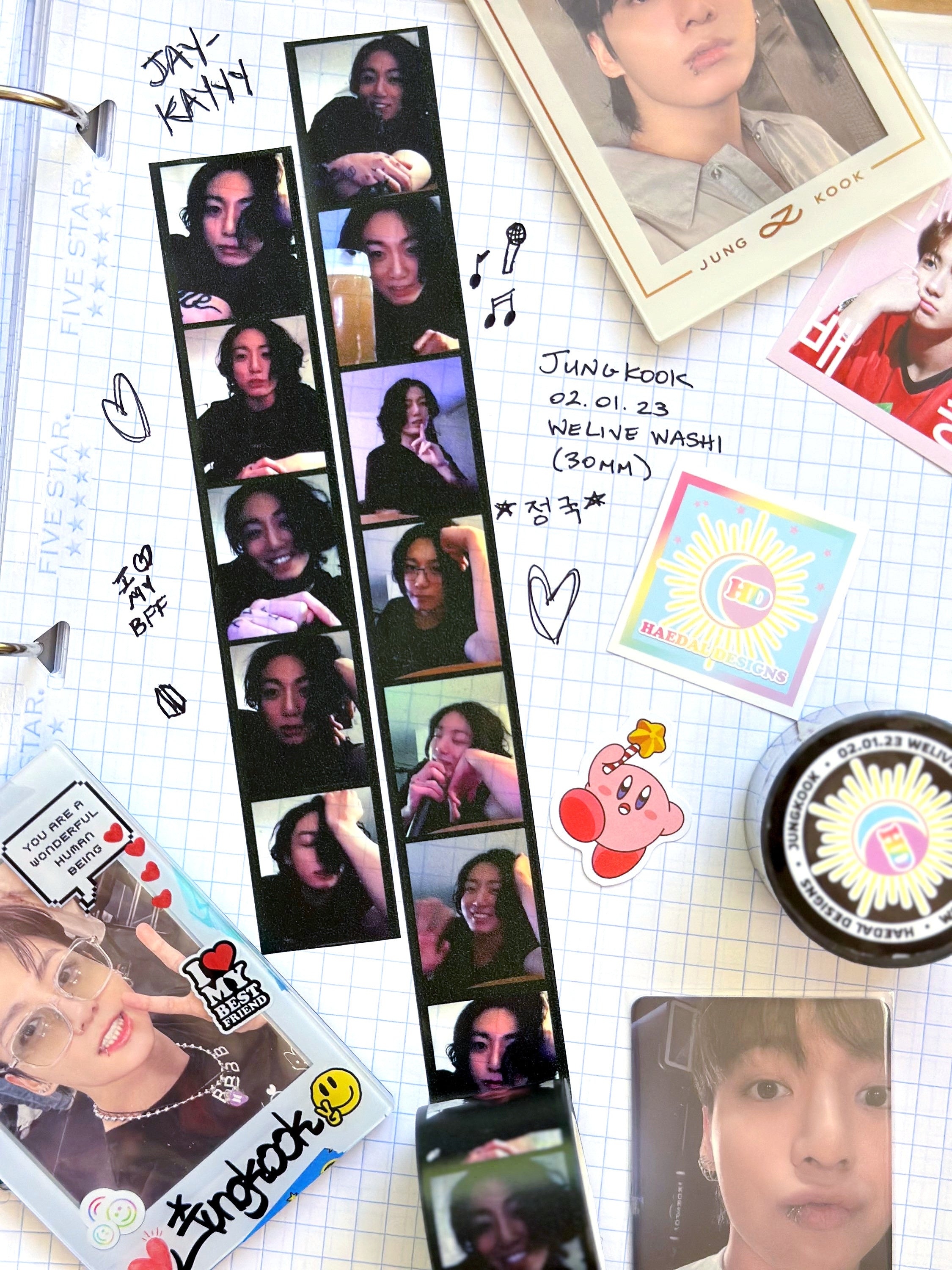 Jungkook WeLive 30mm decorative washi tape roll featuring 11 high-quality printed broadcast images. — view 7