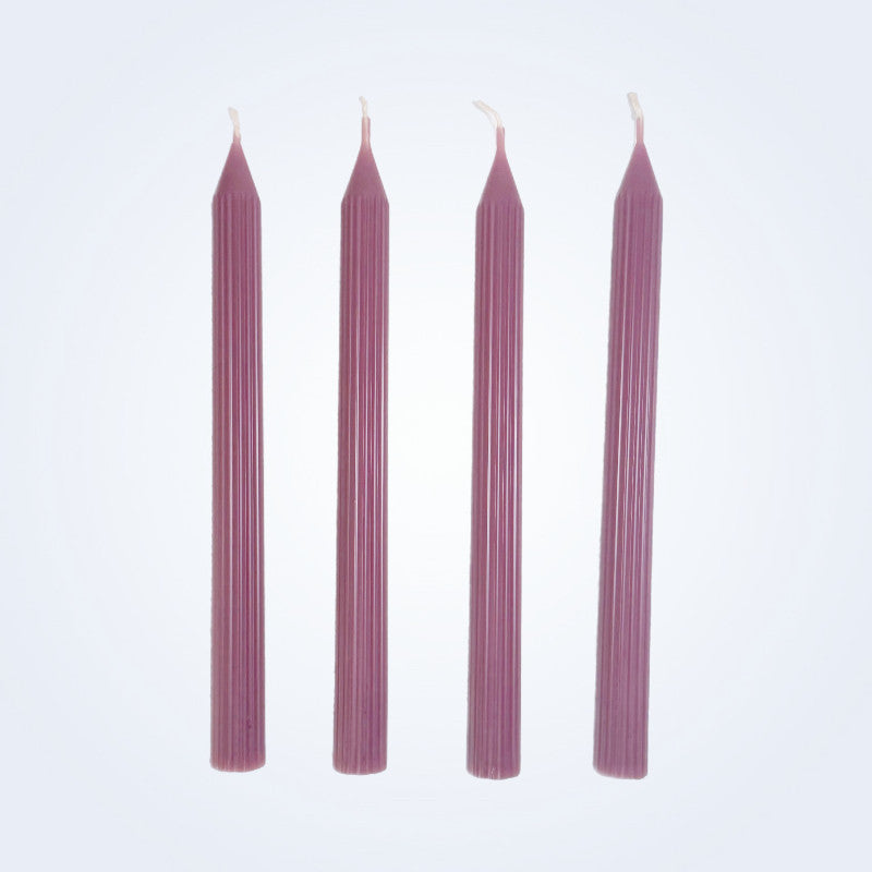 Coloured Beeswax Taper Candle | Fluted | Orchid Pink-0
