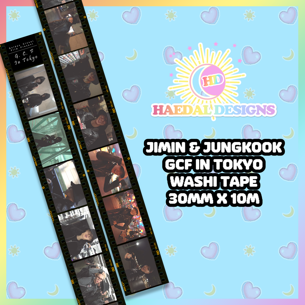Jimin and Jungkook GCF Tokyo decorative washi tape roll featuring printed photography, 30mm by 10m — view 6