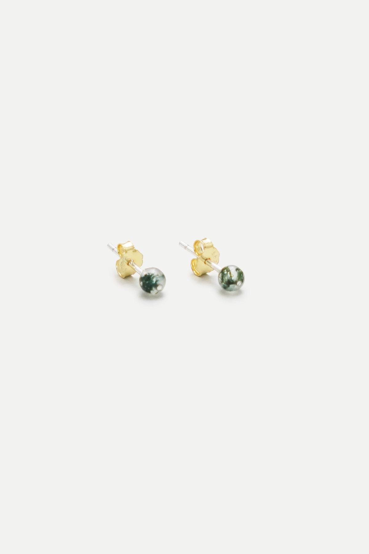 Moss Agate Ear Studs-0