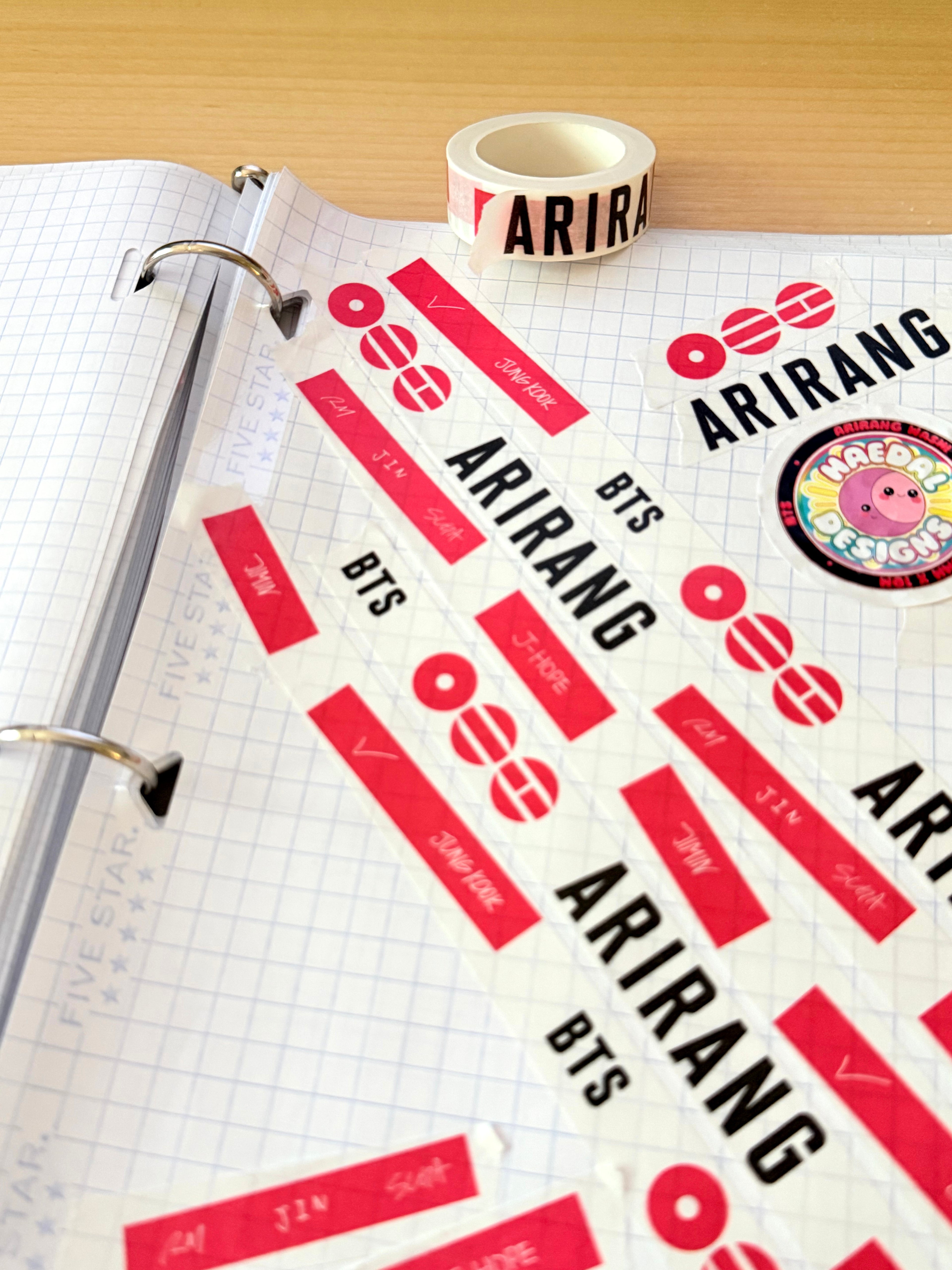 BTS Arirang washi tape roll featuring striking red graphics for scrapbooking and journal decoration — view 4