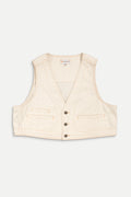 Art of Mending Texture Ecru Denim Vest-0