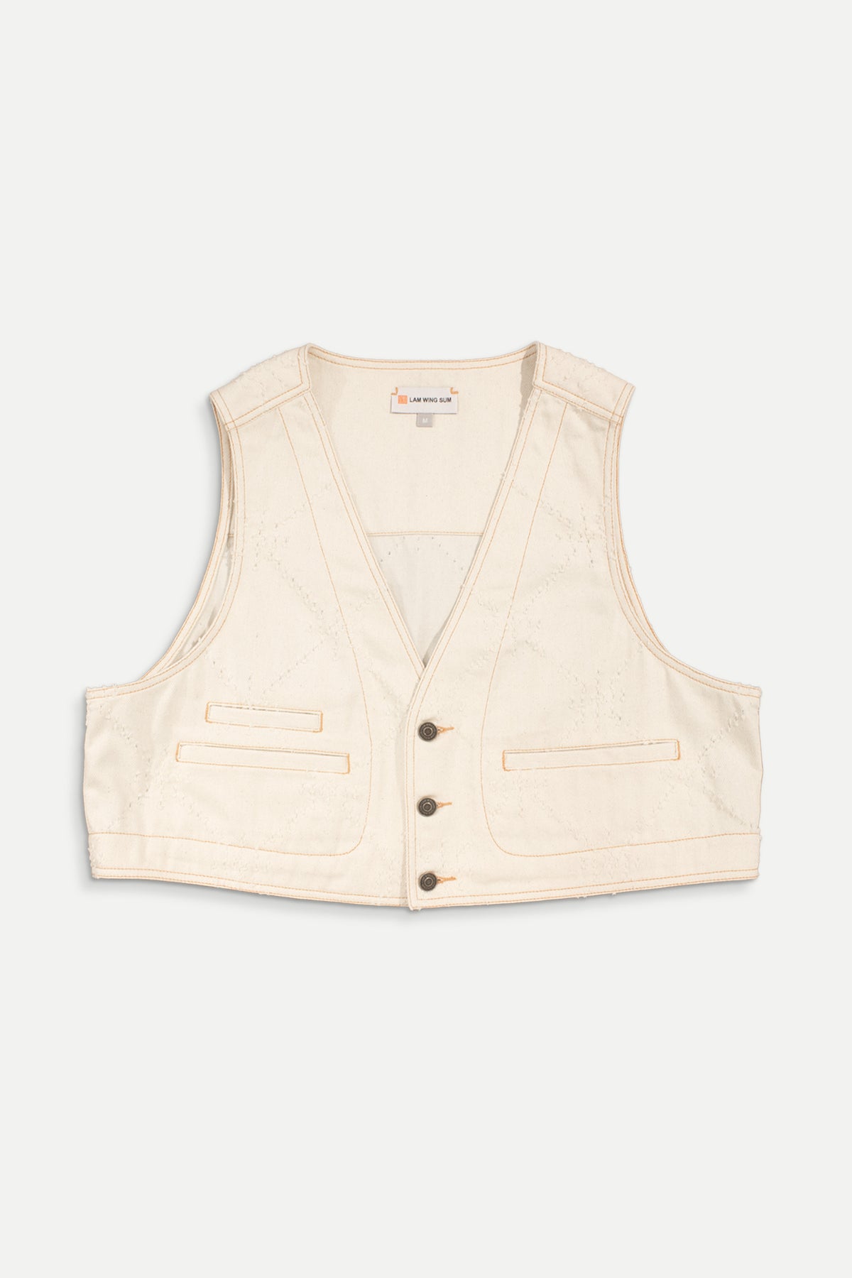 Art of Mending Texture Ecru Denim Vest-0