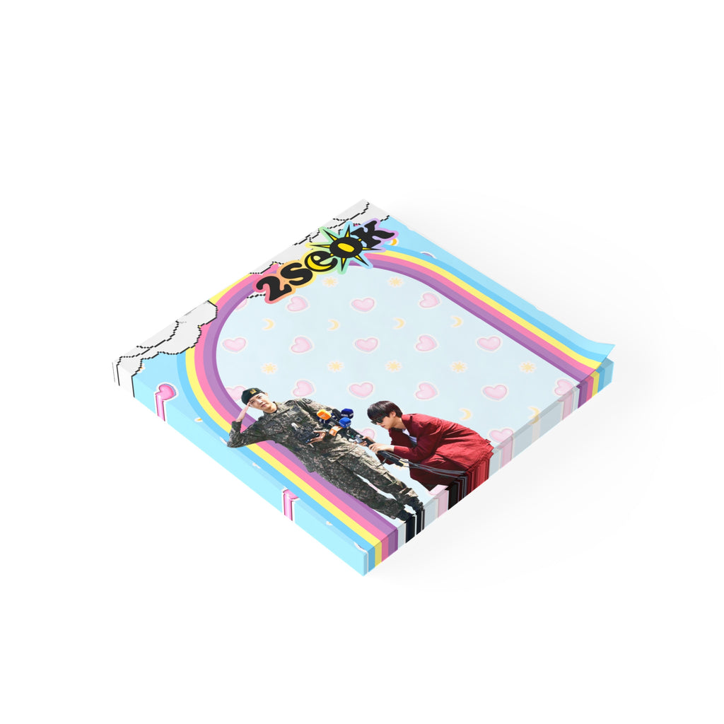 2Seok J-Day Reunion adhesive sticky notes featuring light blue BTS design with rainbows and clouds — view 6