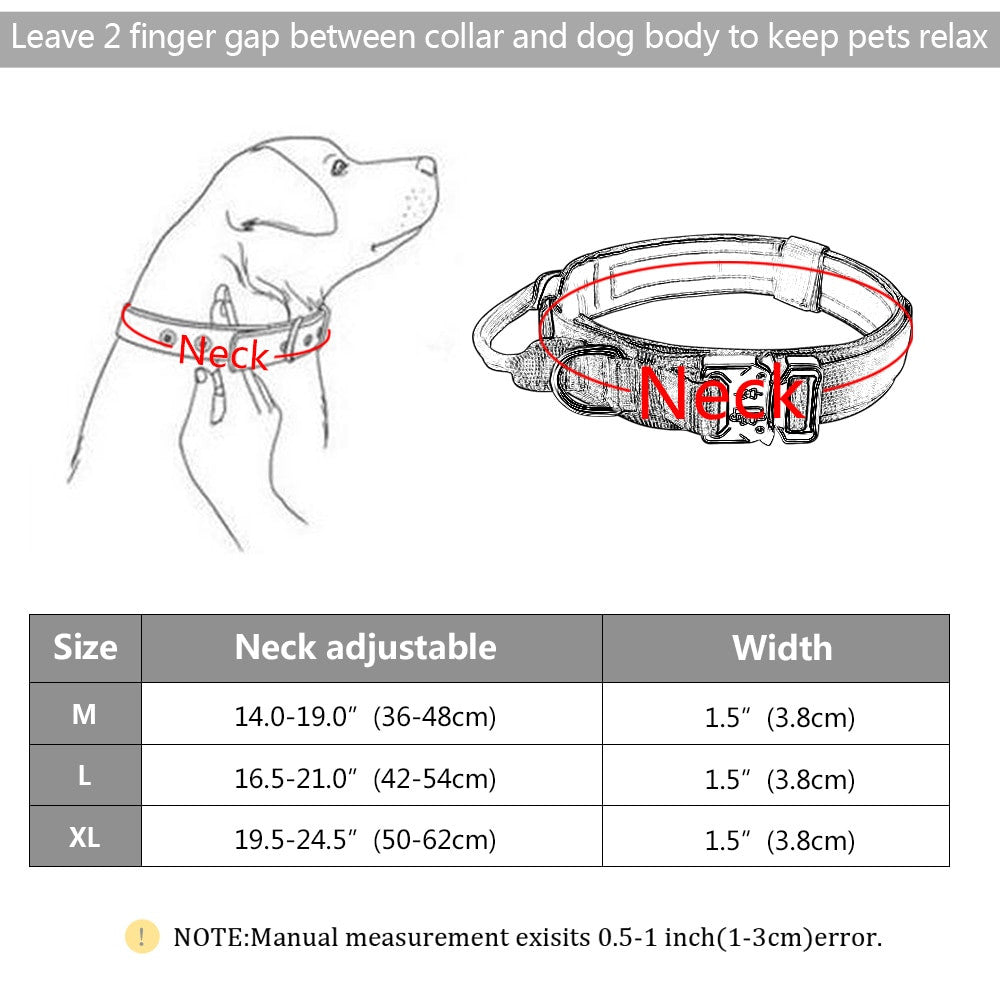 Tactical dog collar in camouflage made of heavy-duty nylon with a built-in control handle — view 5