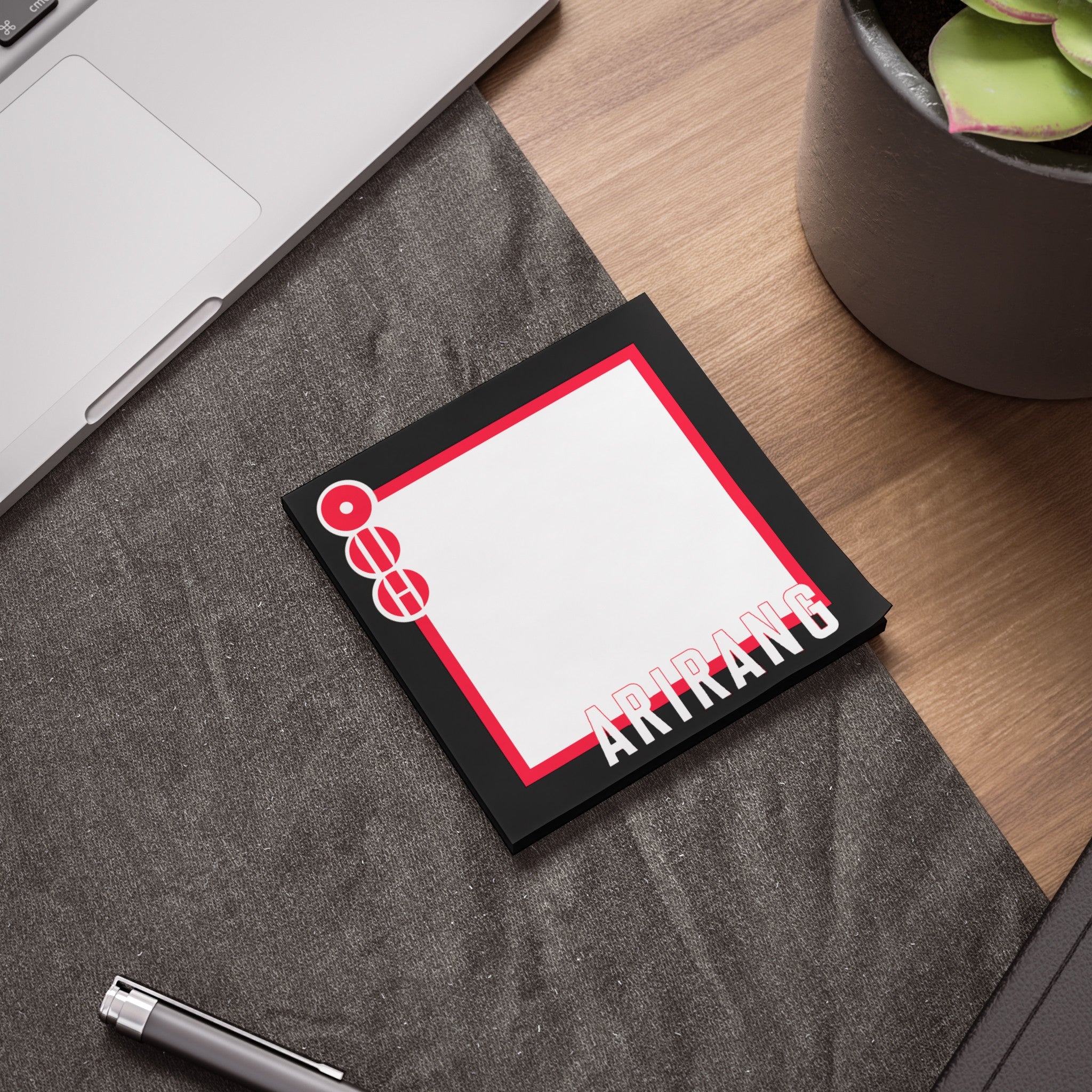 BTS Arirang sticky notes pad featuring bold fan-inspired graphic design with 50 square adhesive sheets. — view 3