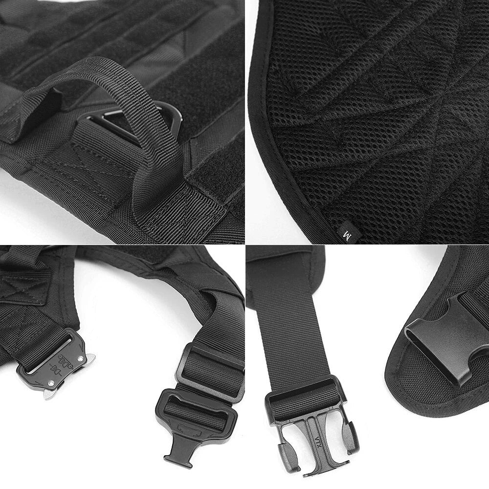 Military dog harness and leash kit in solid color nylon with padded tactical vest. — view 5