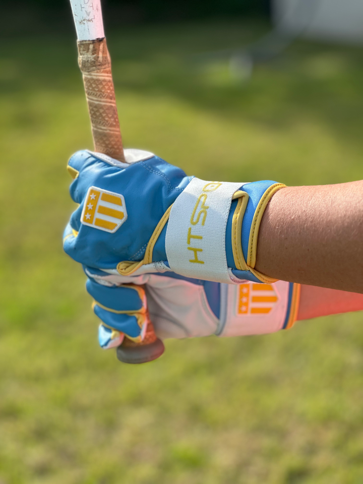 Boston City Long Cuff Light Blue with White Palm Batting Glove
