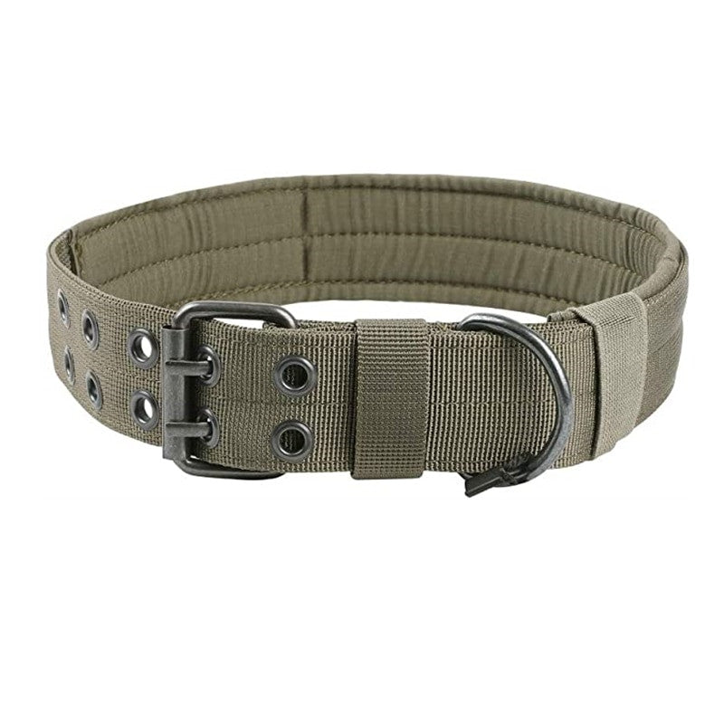 Durable tactical dog collar and leash set in heavy duty nylon with secure metal double buckle — view 7