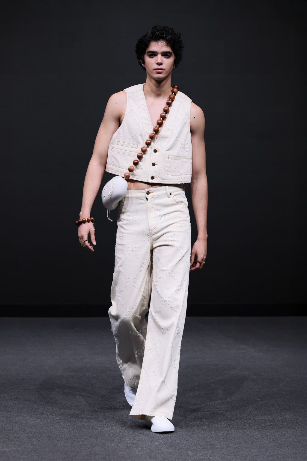 Art of Mending Texture Ecru Denim Vest-4
