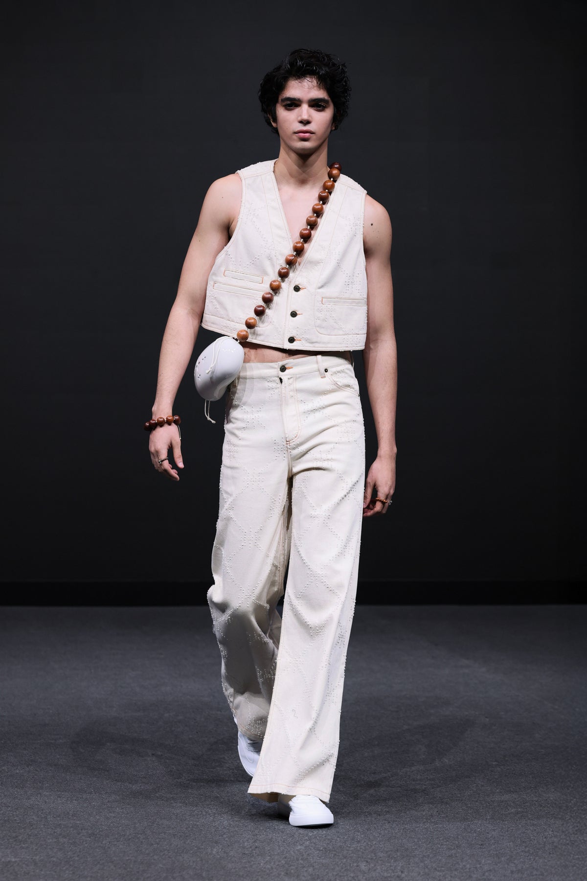 Art of Mending Texture Ecru Denim Vest-4