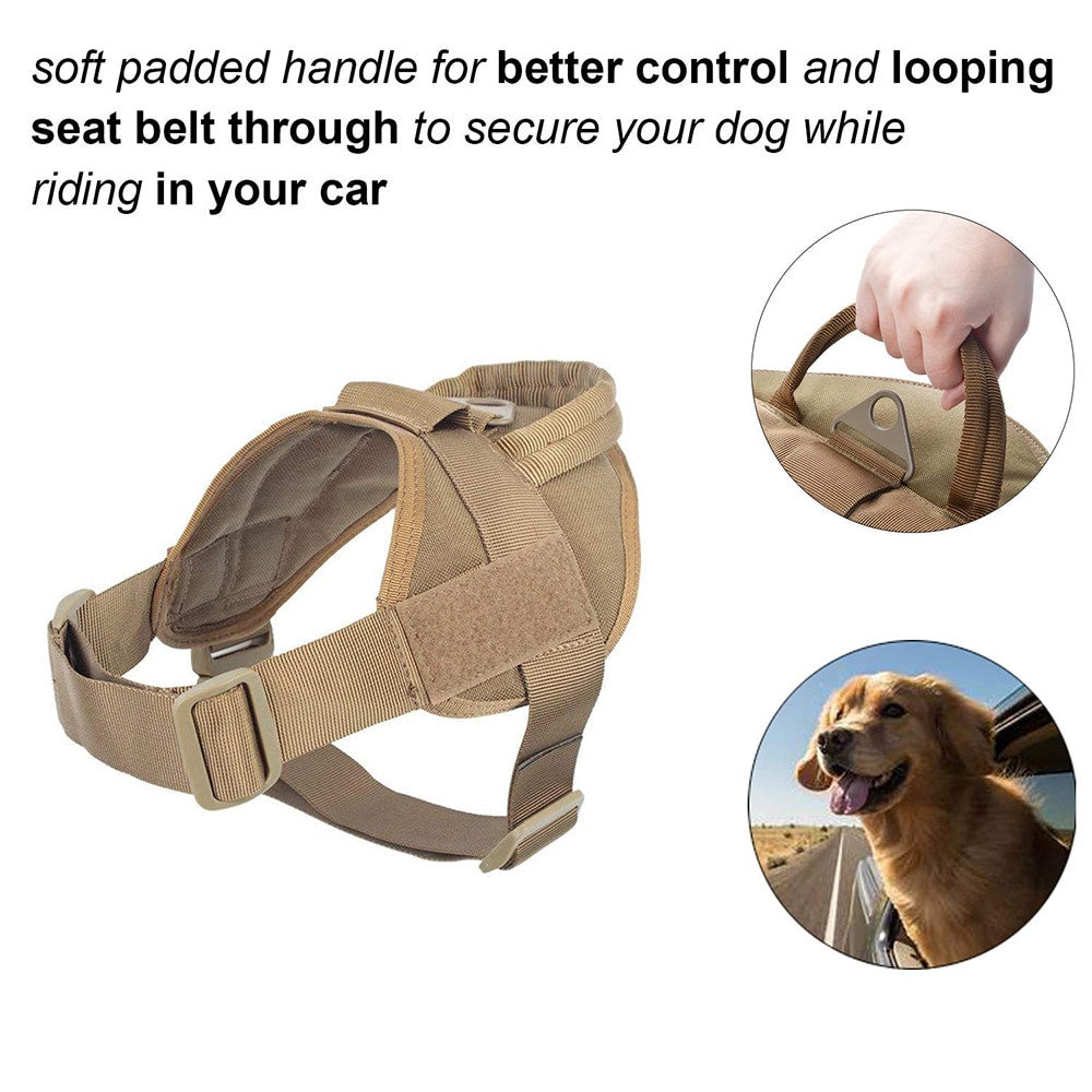 Military tactical dog harness vest made of heavy duty solid colored nylon for working K9s — view 4