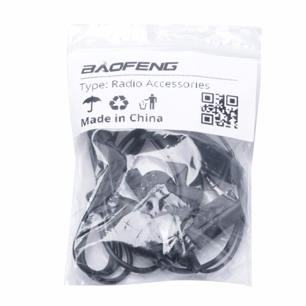 Black 2-pin security earpiece microphone with acoustic tube and push-to-talk button — view 2