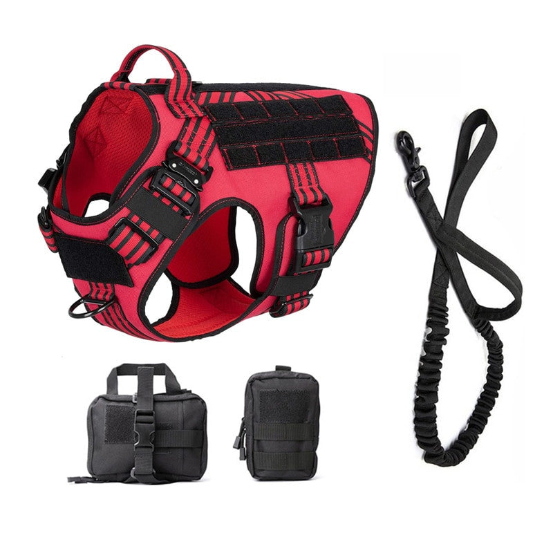 Military tactical dog harness in heavy-duty nylon featuring adjustable straps and a padded vest design — view 22