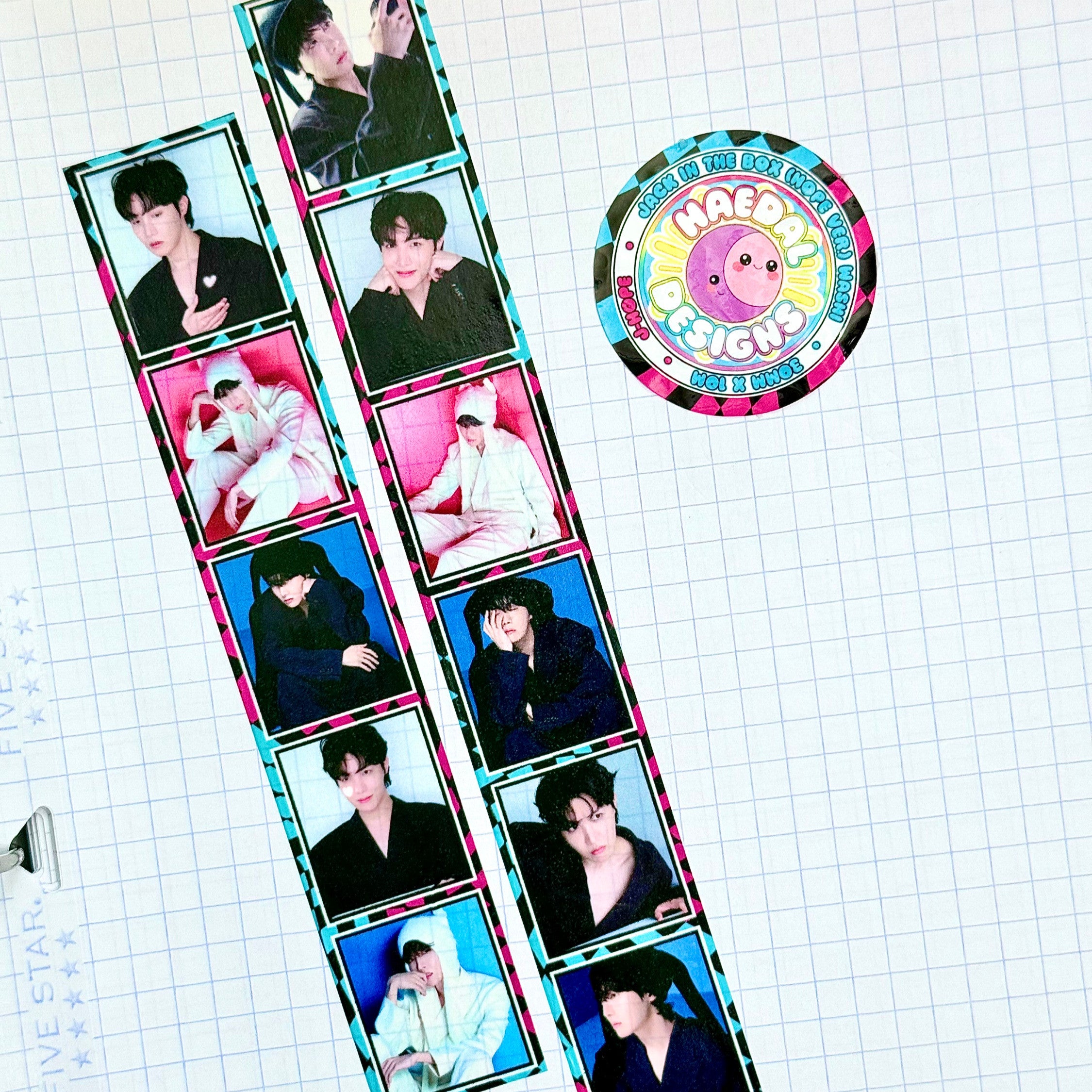 Wide 30mm J-Hope Jack in the Box glossy washi tape roll for journaling and scrapbooking. — view 2