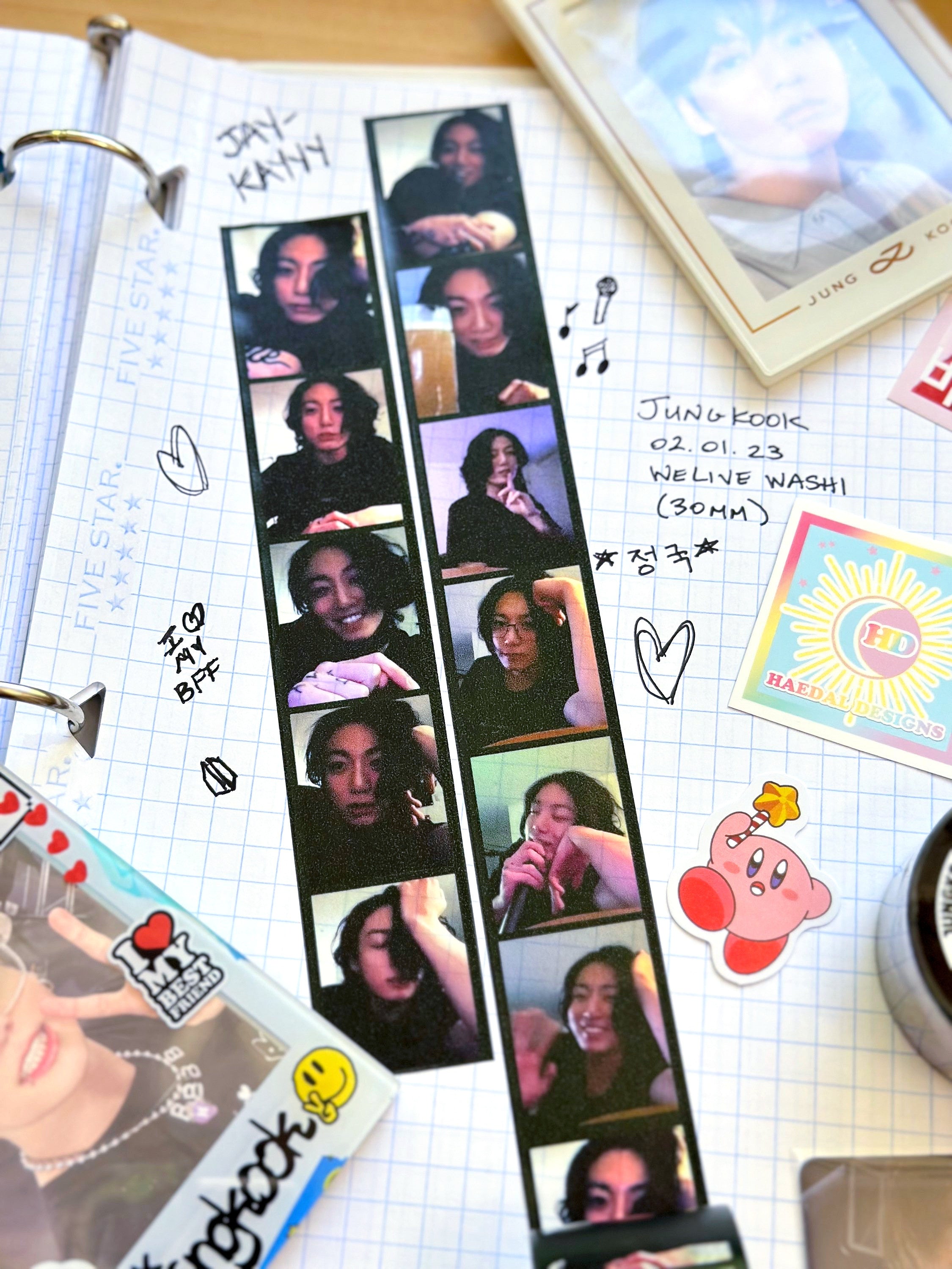 Jungkook WeLive 30mm decorative washi tape roll featuring 11 high-quality printed broadcast images. — view 3