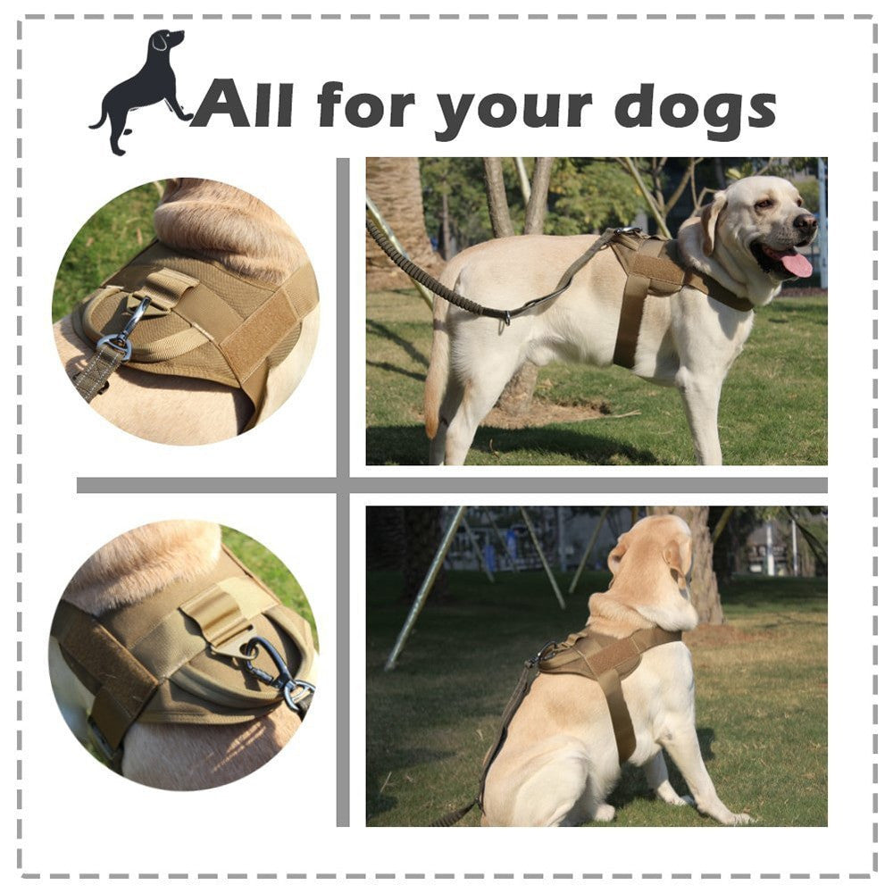 Military tactical dog harness vest made of heavy duty solid colored nylon for working K9s — view 2