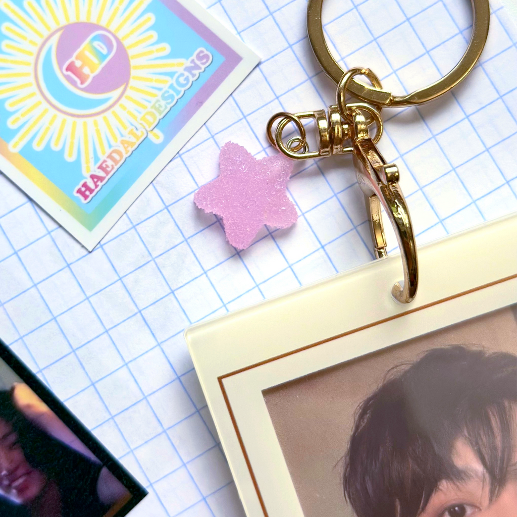 Clear acrylic Jungkook polaroid photocard holder keychain with black ball chain and claw clasp — view 9