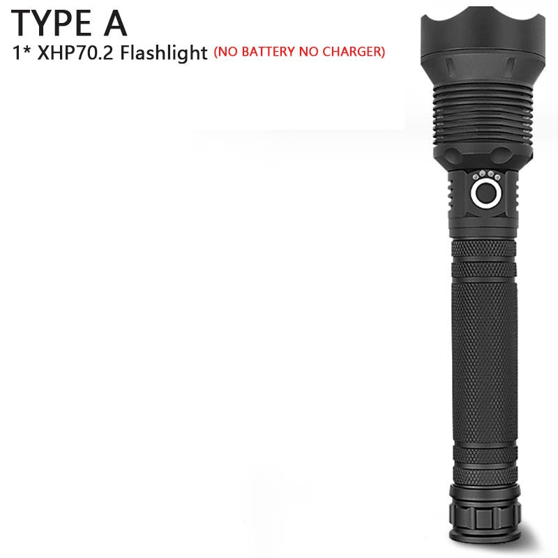 Black aluminum alloy tactical LED flashlight with zoomable lens and waterproof exterior — view 10