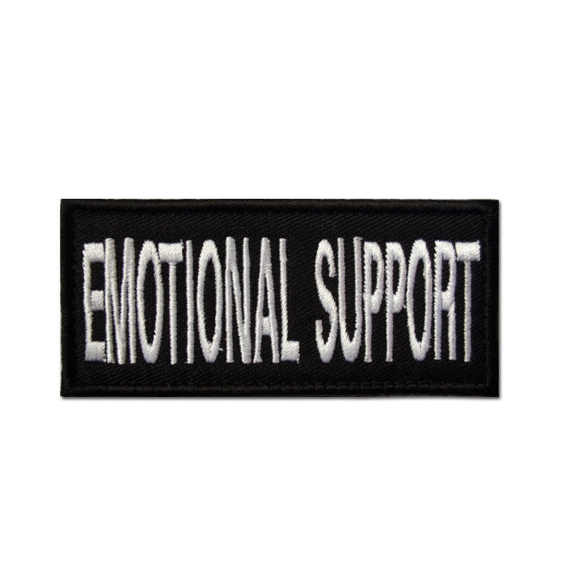 Embroidered rectangular service dog velcro patch with high visibility text for pet carriers and harnesses — view 2