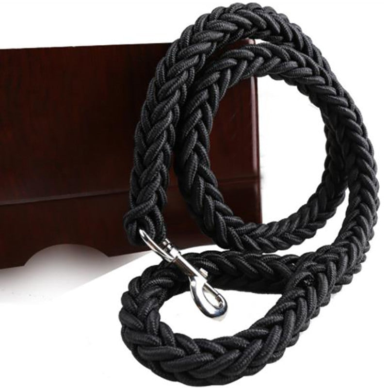 Heavy duty nylon dog leash in black and green with quick release metal clasp — view 6