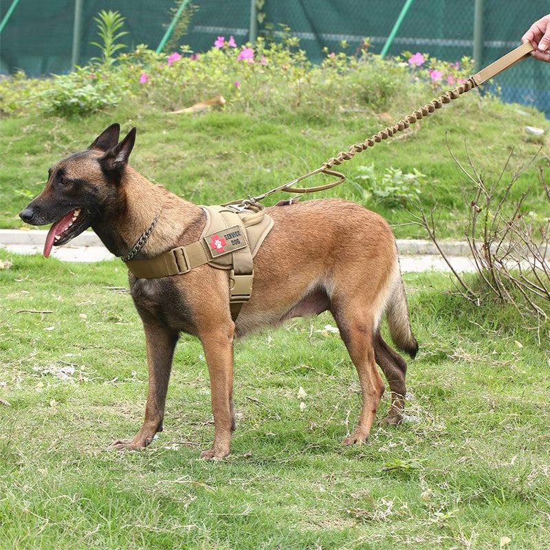 Military tactical dog harness vest made of heavy duty solid colored nylon for working K9s