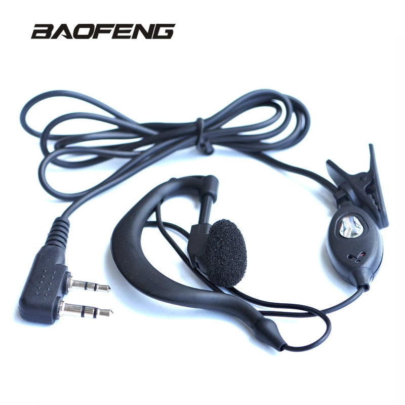 Black 2-pin security earpiece microphone with acoustic tube and push-to-talk button