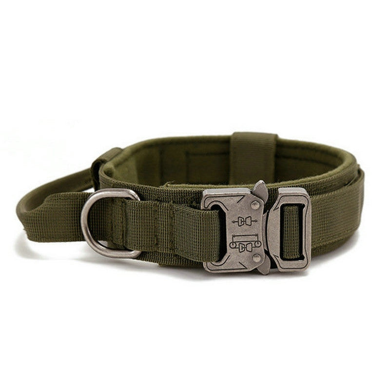Heavy duty tactical dog collar set made of solid nylon with quick release buckle — view 9