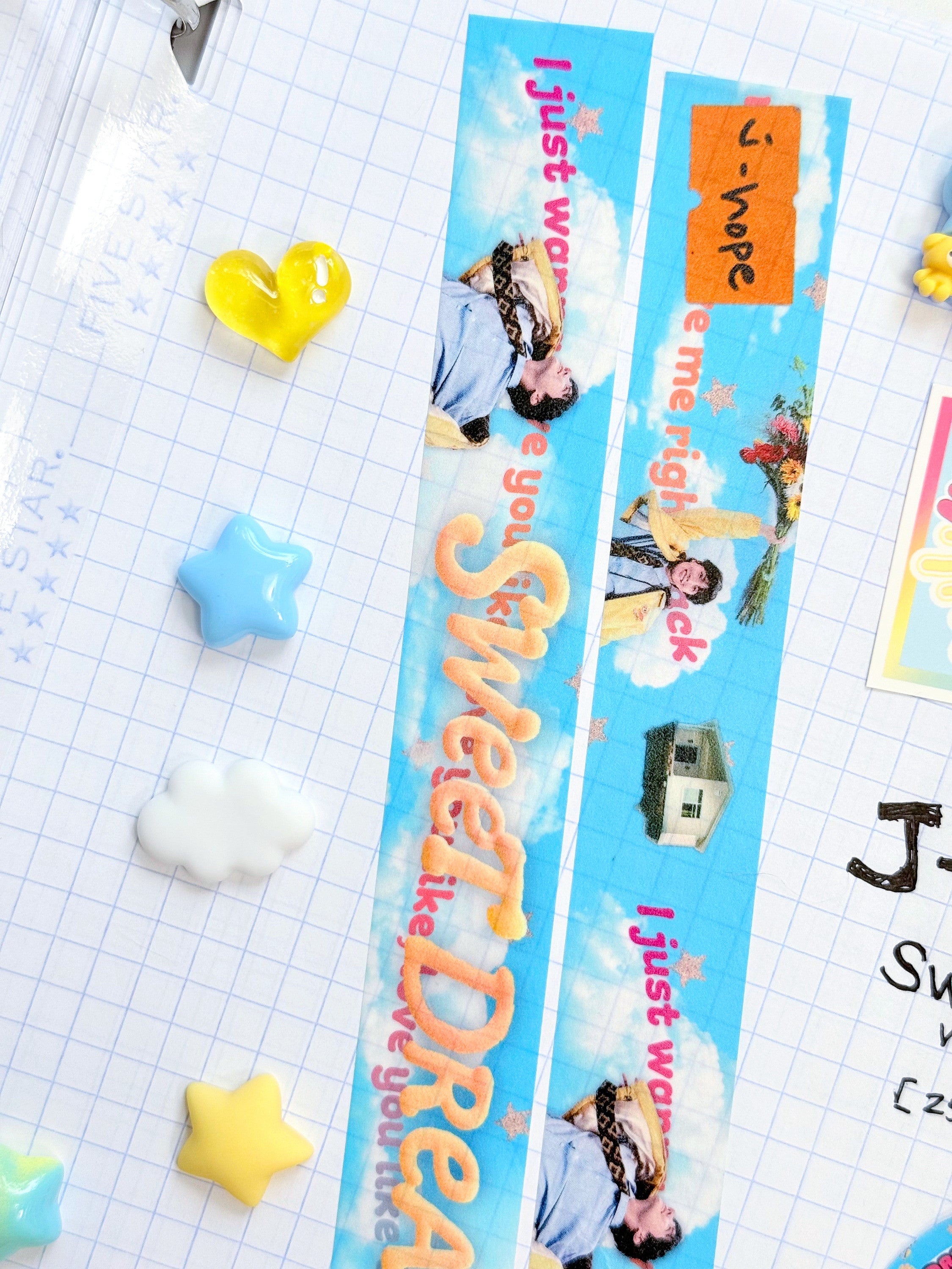 Sweet Dreams 25mm washi tape roll featuring dreamy cloud designs and aesthetic lyrics — view 5