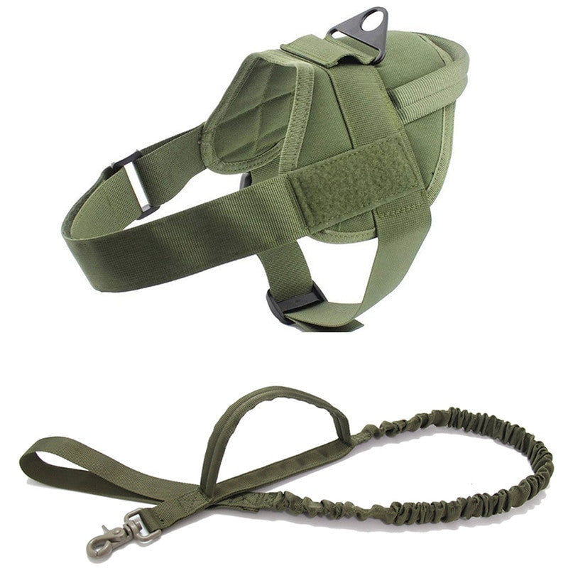 Military tactical dog harness vest made of heavy duty solid colored nylon for working K9s — view 15