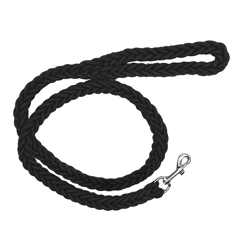Heavy duty nylon dog leash in black and green with quick release metal clasp — view 7