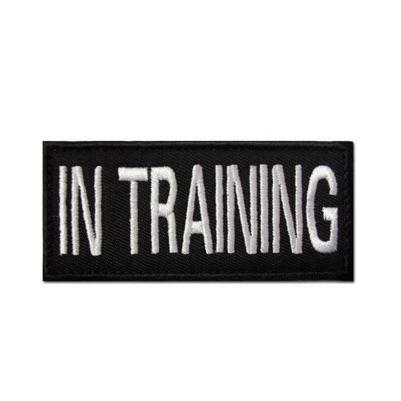 Embroidered rectangular service dog velcro patch with high visibility text for pet carriers and harnesses — view 3