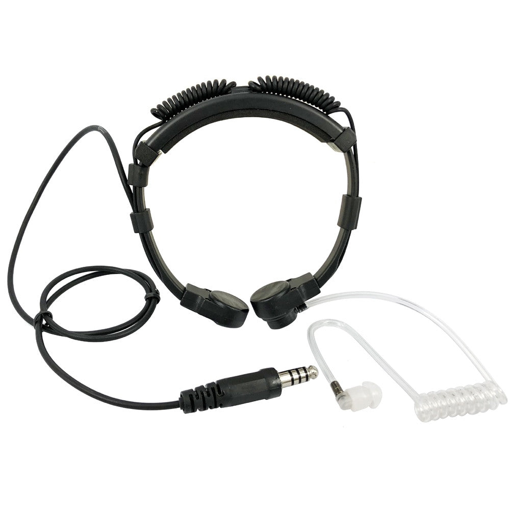 Tactical throat mic headset with acoustic tube earphone and heavy duty U94 PTT button for radios — view 7