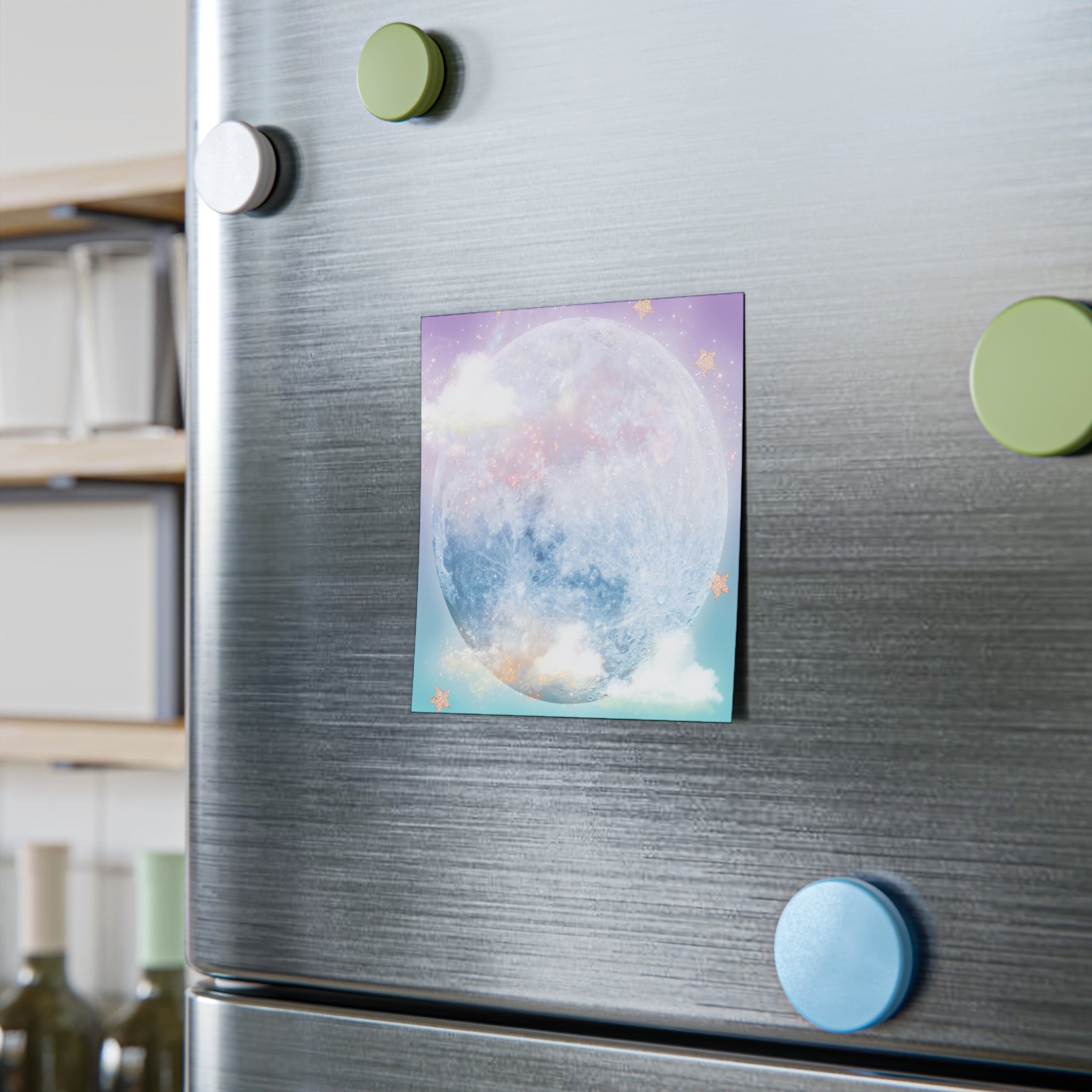 Moonlight Shimmer Sticky Notes featuring a dreamy pastel sky, moon, and fluffy clouds design. — view 4