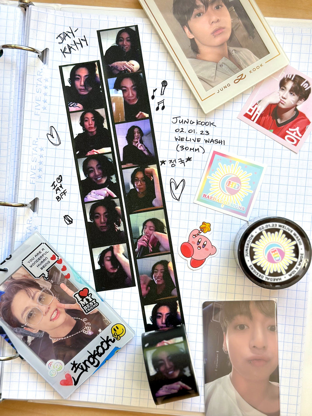 Jungkook WeLive 30mm decorative washi tape roll featuring 11 high-quality printed broadcast images. — view 4
