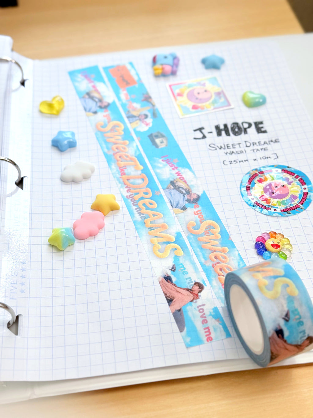 Sweet Dreams 25mm washi tape roll featuring dreamy cloud designs and aesthetic lyrics — view 8