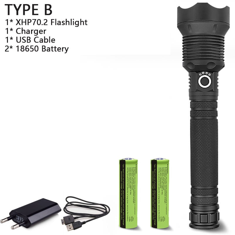 Black aluminum alloy tactical LED flashlight with zoomable lens and waterproof exterior — view 11