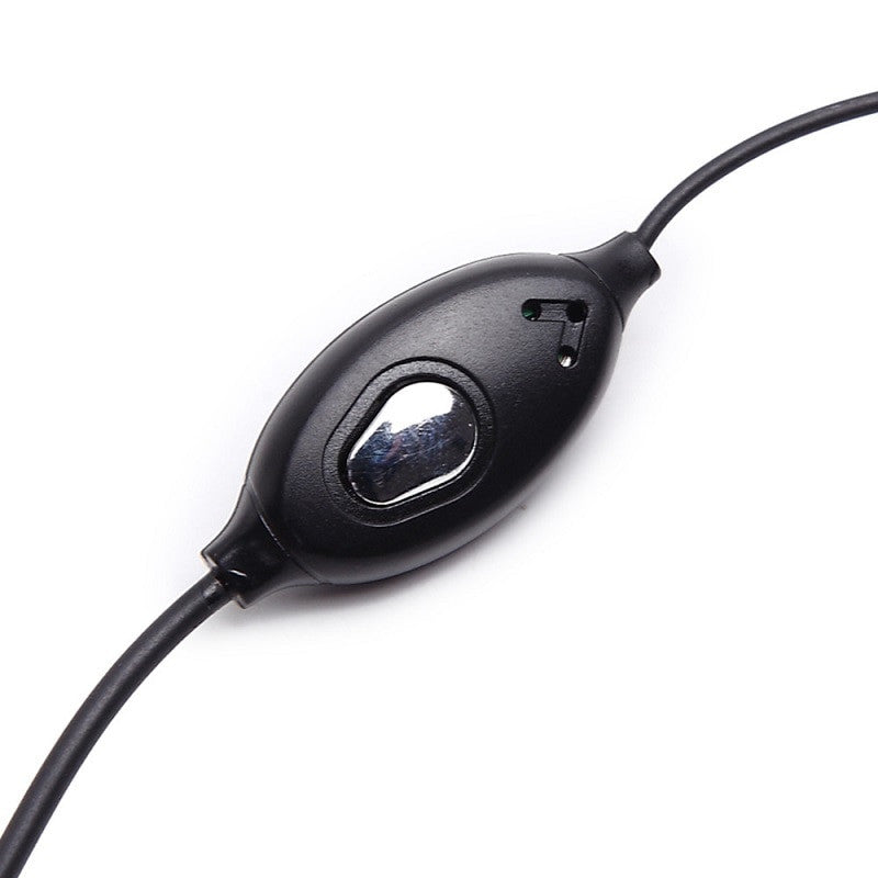 Black two-way radio earpiece headset with microphone and standard Y-port connection wire for hands-free use — view 4