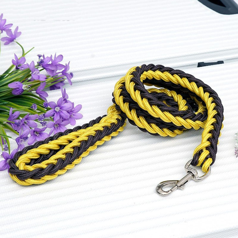 Heavy duty nylon dog leash in black and green with quick release metal clasp — view 16