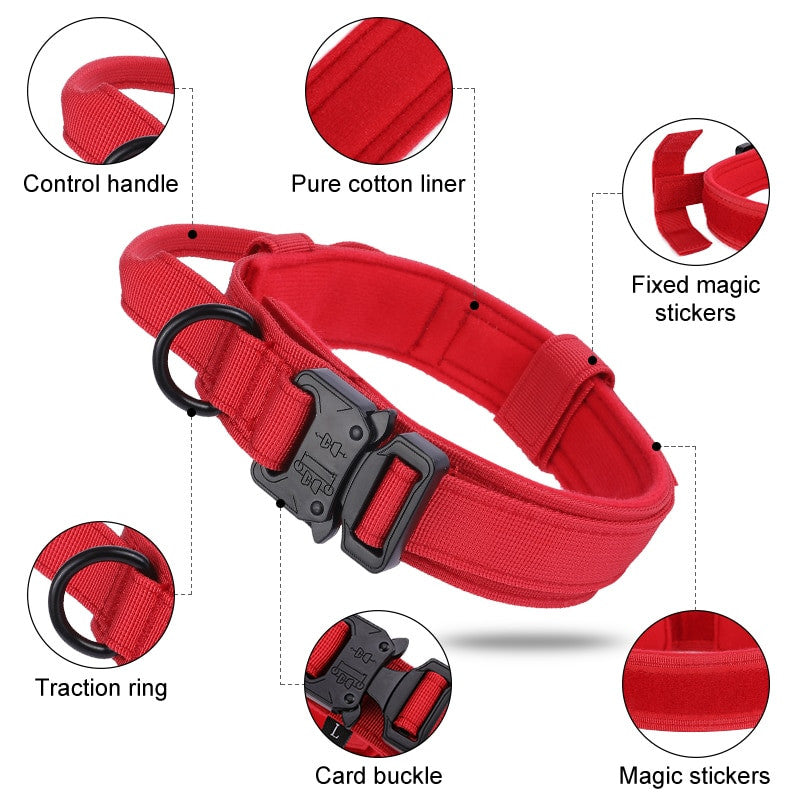 Heavy duty tactical dog collar set made of solid nylon with quick release buckle — view 3
