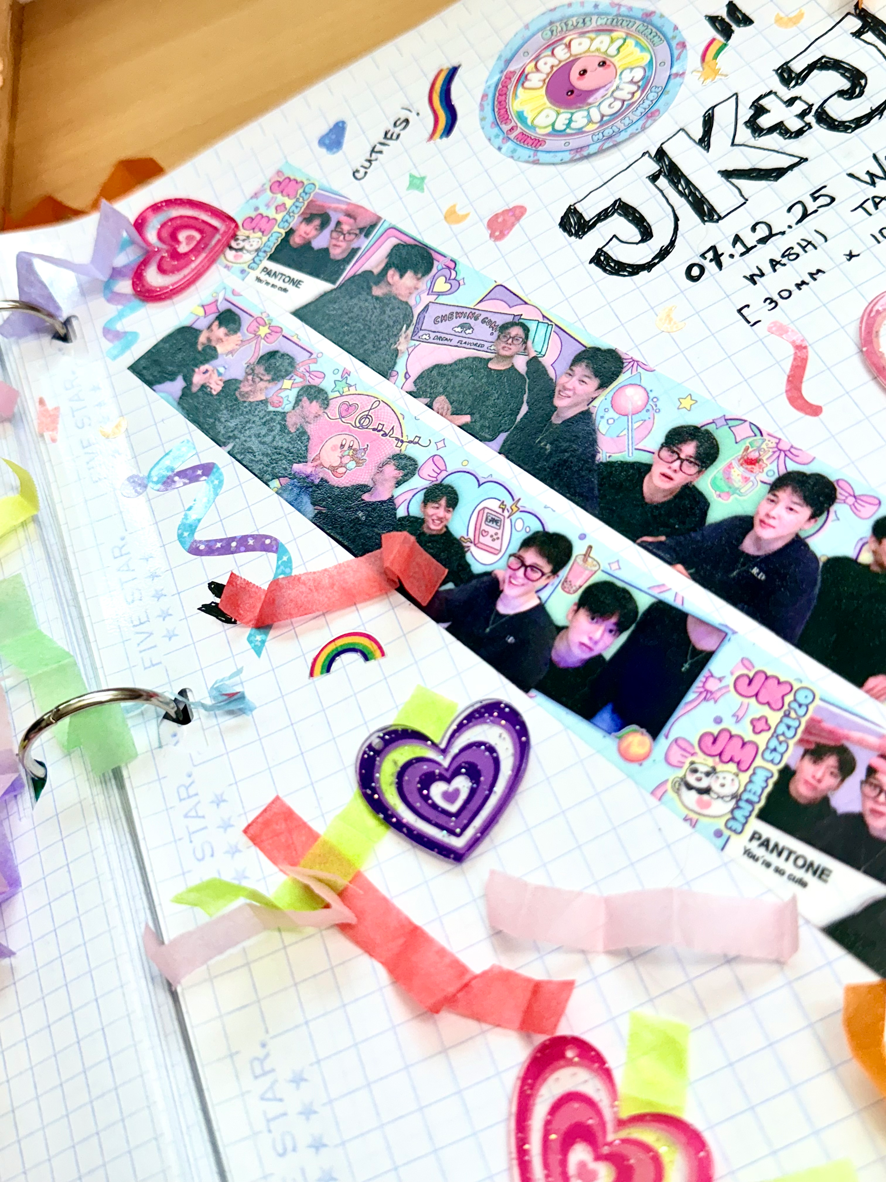 JK and JM 30mm washi tape roll featuring pastel candycore doodles and kawaii aesthetic prints — view 5