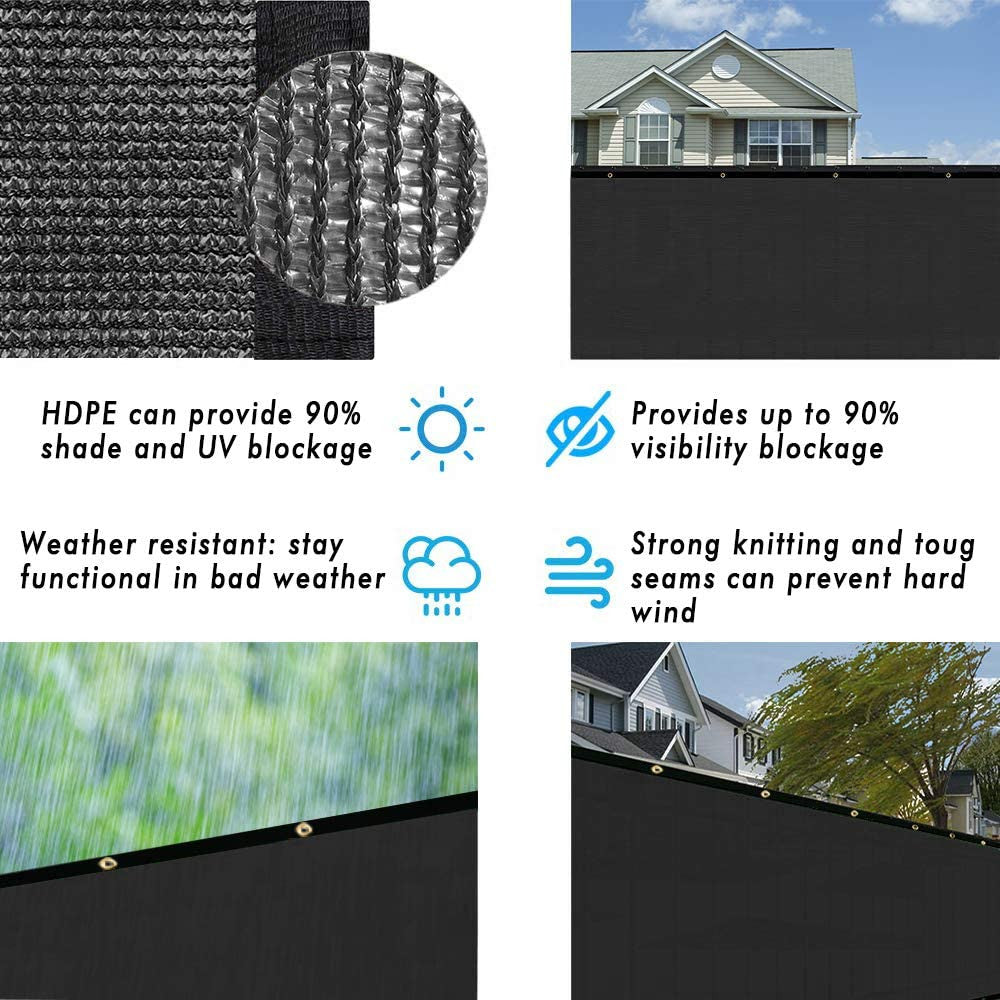 Black privacy screening mesh made of high-density polyethylene for outdoor garden fencing and patio seclusion — view 4