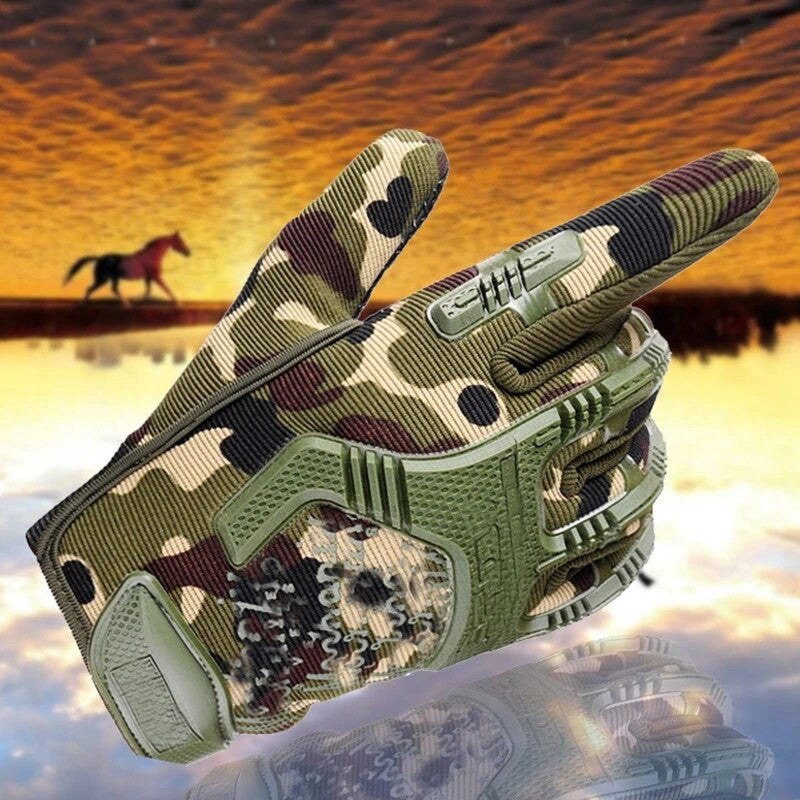 Black half-finger tactical gloves with reinforced knuckles and adjustable straps for outdoor protective gear. — view 2