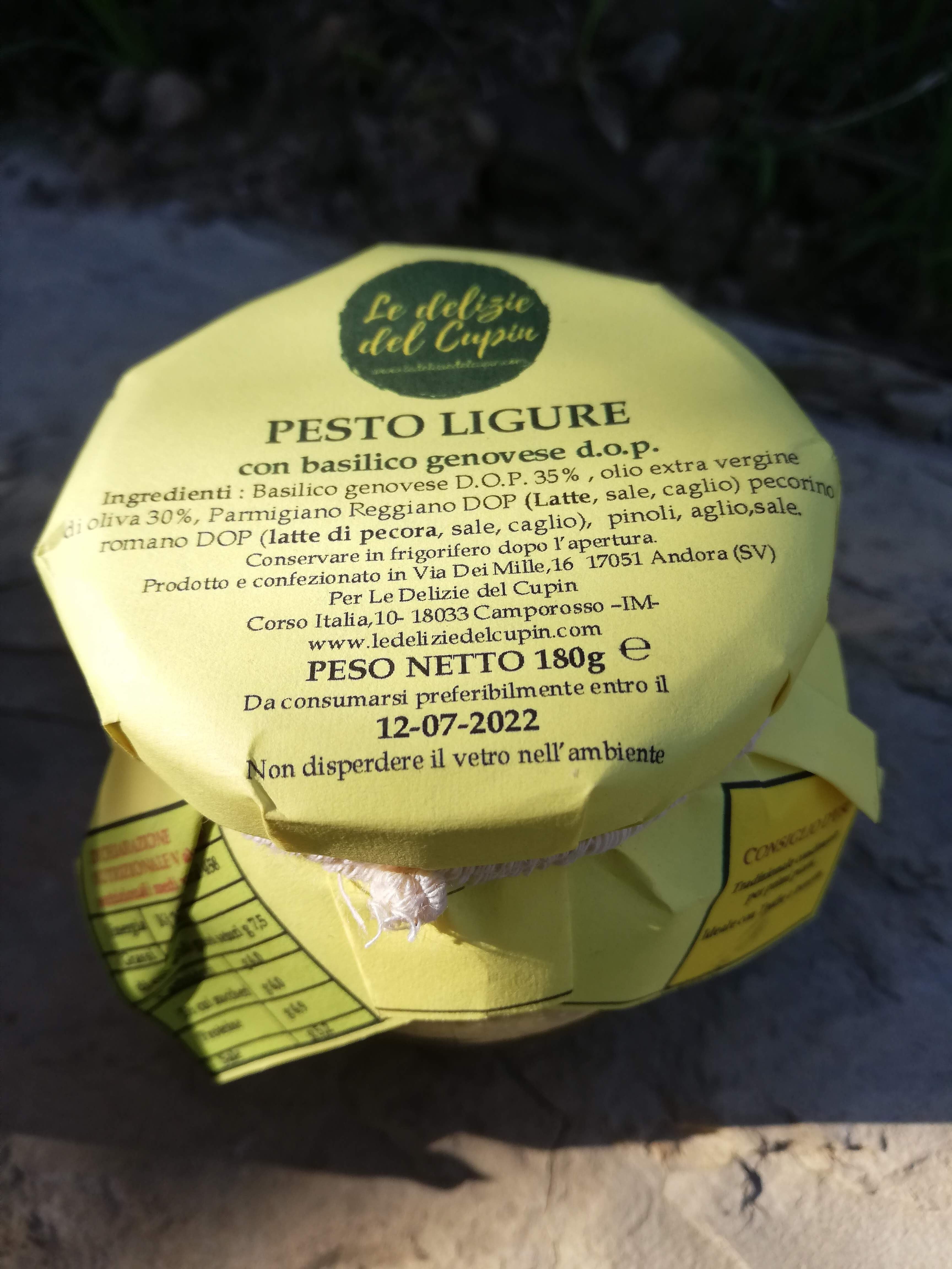 Ligurian Pesto 180g glass jar featuring fresh Genoese basil and premium Italian cheeses. — view 3