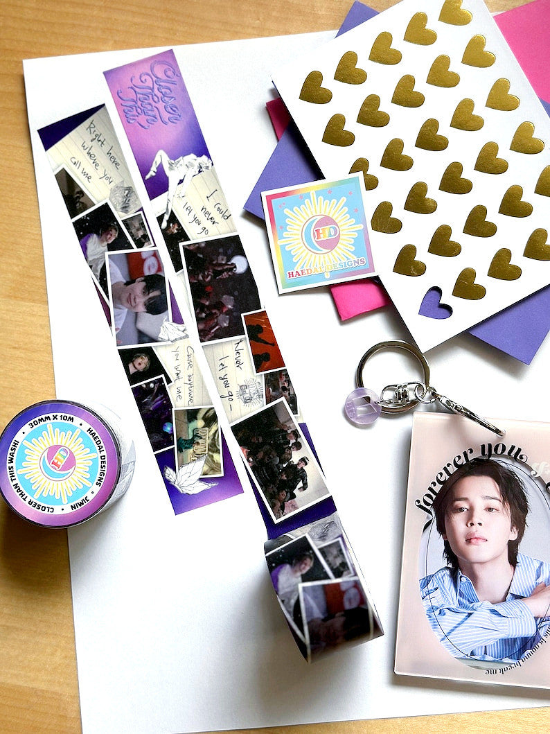 Jimin Closer Than This 30mm decorative washi tape roll featuring vibrant music video graphics — view 2