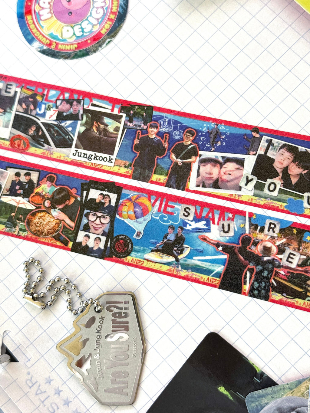 Extra wide 30mm Jimin and Jungkook decorative washi tape roll for aesthetic scrapbooking and journaling — view 6