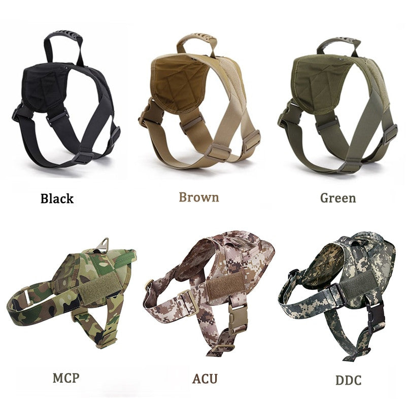Military tactical dog harness vest made of heavy duty solid colored nylon for working K9s — view 6