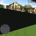 Black privacy screening mesh made of high-density polyethylene for outdoor garden fencing and patio seclusion