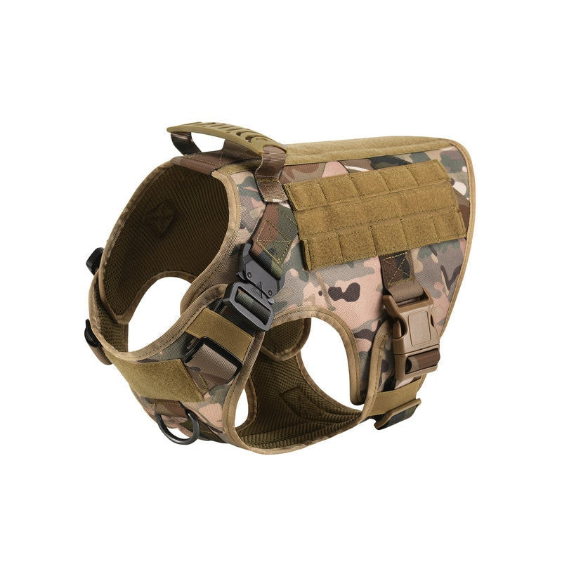Military tactical dog harness in heavy-duty nylon featuring adjustable straps and a padded vest design — view 8