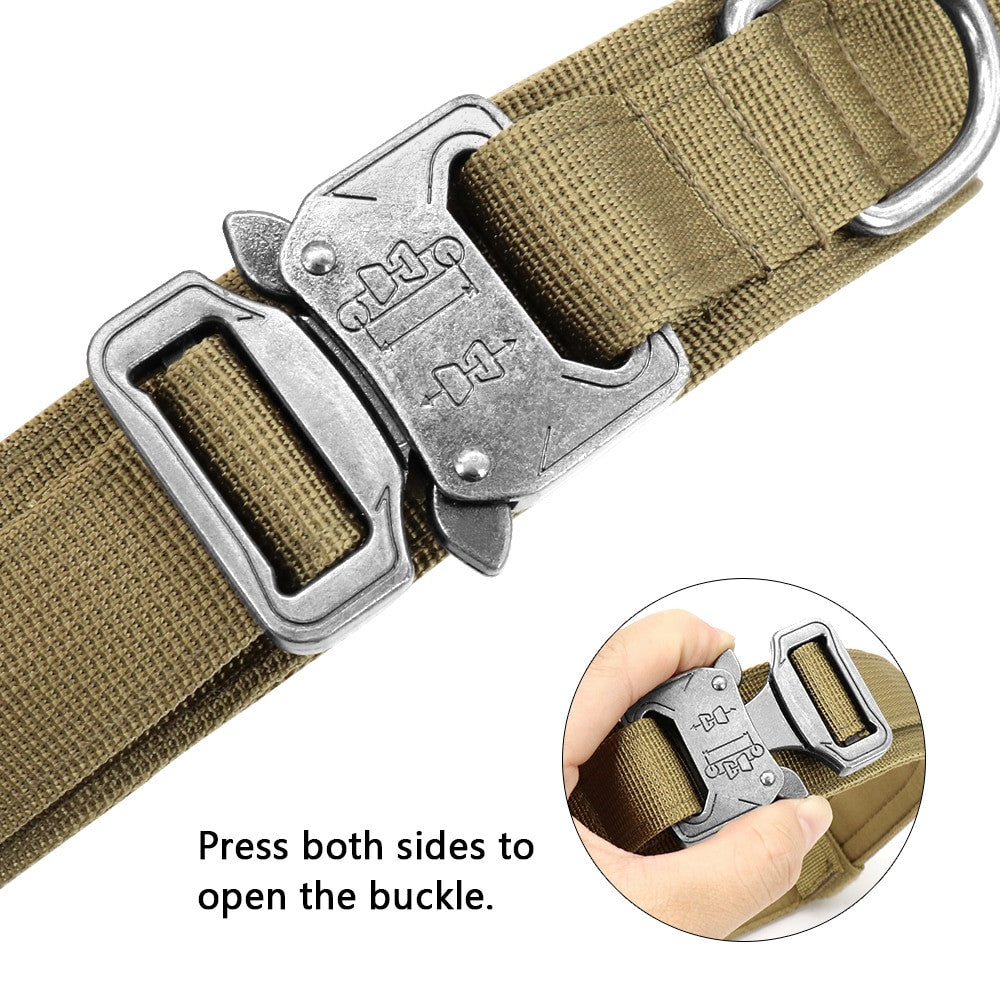 Military tactical dog collar and leash set in durable nylon for medium to large dogs — view 4